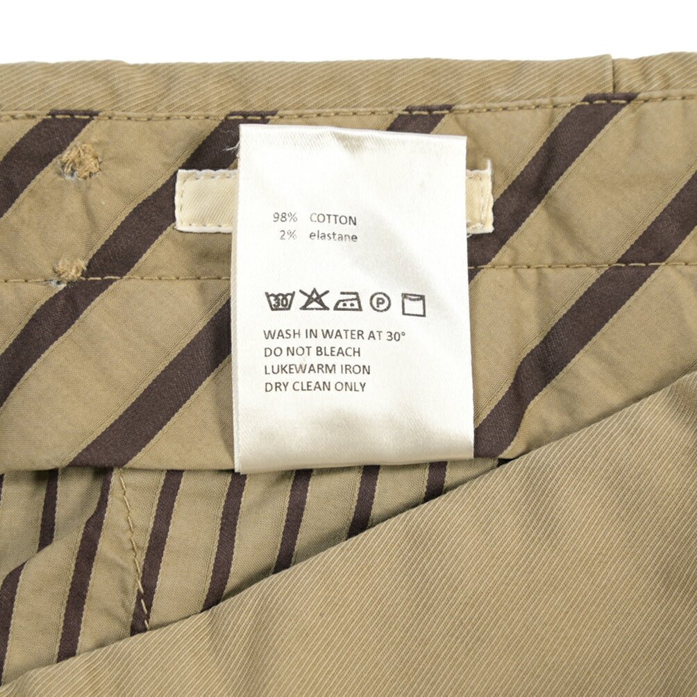 GTA “MAX II” ストレッチコットン ツータックベルトレススラックス / SLIM FIT グレージュ 48 | GUARDAROBA MILANO OFFICIAL STORE