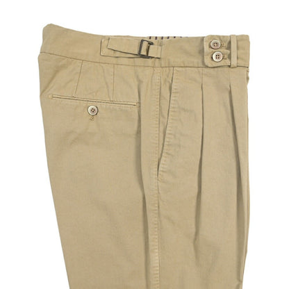 GTA “MAX II” ストレッチコットン ツータックベルトレススラックス / SLIM FIT グレージュ 48 | GUARDAROBA MILANO OFFICIAL STORE
