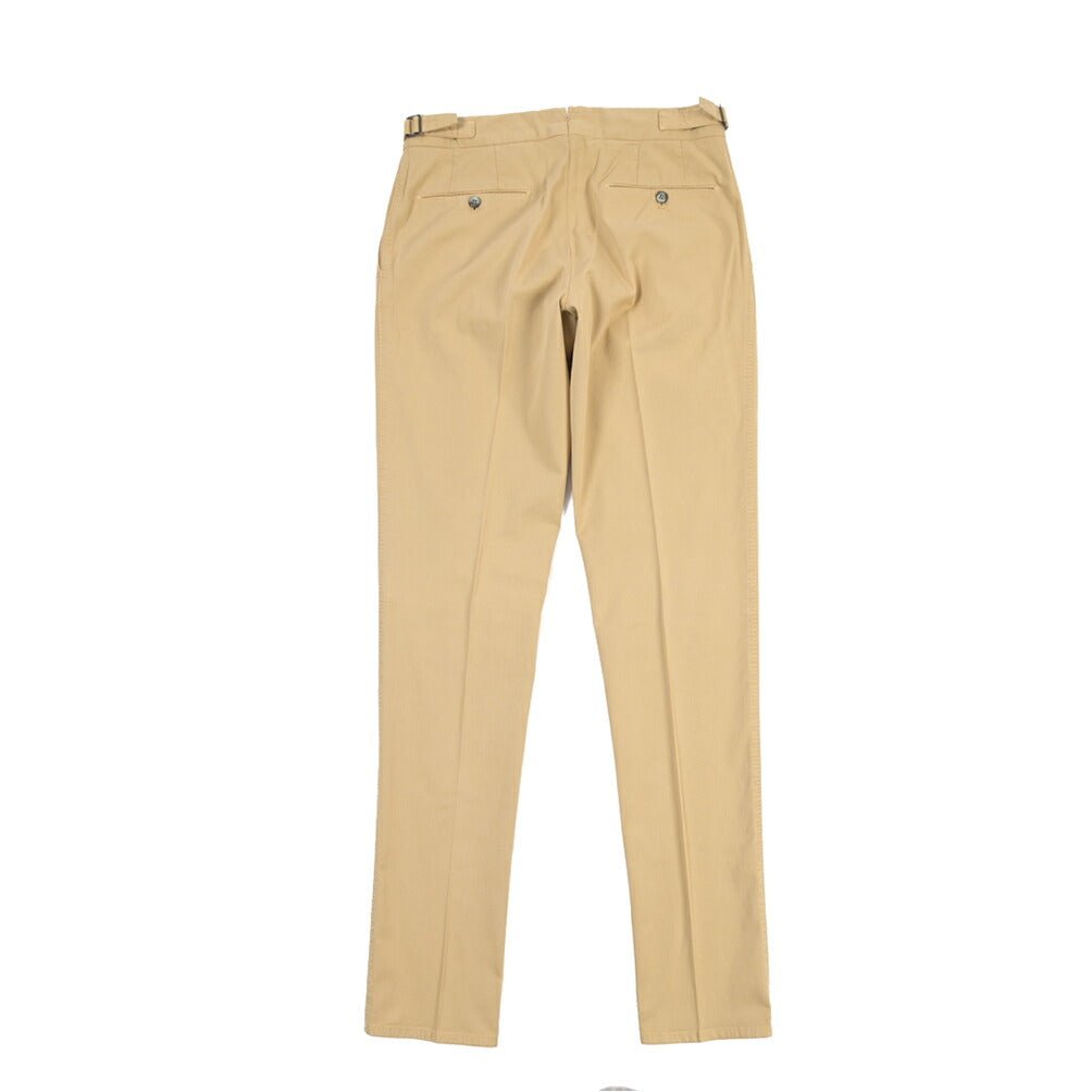 GTA “MAX II” ストレッチコットン ツータックベルトレススラックス / SLIM FIT ベージュ 48 | GUARDAROBA MILANO OFFICIAL STORE