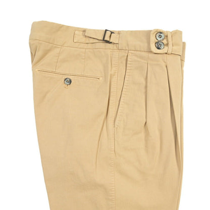 GTA “MAX II” ストレッチコットン ツータックベルトレススラックス / SLIM FIT ベージュ 48 | GUARDAROBA MILANO OFFICIAL STORE
