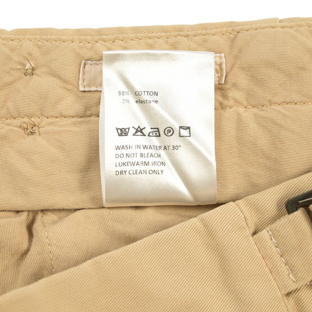 GTA “MAX II” ストレッチコットン ツータックベルトレススラックス / SLIM FIT ベージュ 48 | GUARDAROBA MILANO OFFICIAL STORE