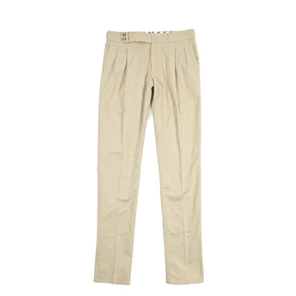GTA “MAX II” ストレッチコットン ツータックベルトレススラックス / SLIM FIT ベージュ 46 | GUARDAROBA MILANO OFFICIAL STORE