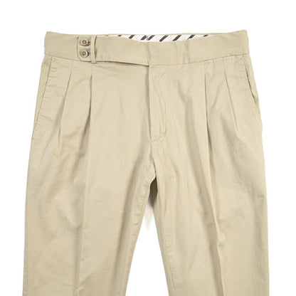 GTA “MAX II” ストレッチコットン ツータックベルトレススラックス / SLIM FIT ベージュ 46 | GUARDAROBA MILANO OFFICIAL STORE