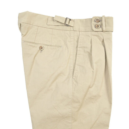 GTA “MAX II” ストレッチコットン ツータックベルトレススラックス / SLIM FIT ベージュ 46 | GUARDAROBA MILANO OFFICIAL STORE
