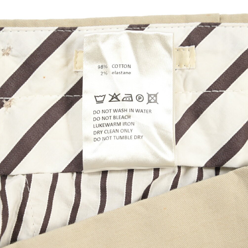 GTA “MAX II” ストレッチコットン ツータックベルトレススラックス / SLIM FIT ベージュ 46 | GUARDAROBA MILANO OFFICIAL STORE