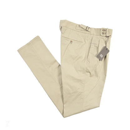 GTA “MAX II” ストレッチコットン ツータックベルトレススラックス / SLIM FIT ベージュ 46 | GUARDAROBA MILANO OFFICIAL STORE