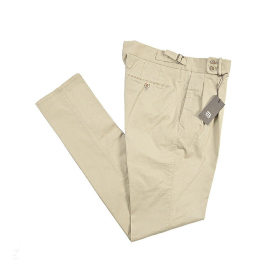 GTA “MAX II” ストレッチコットン ツータックベルトレススラックス / SLIM FIT ベージュ 46 | GUARDAROBA MILANO OFFICIAL STORE