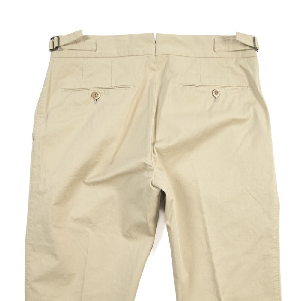 GTA “MAX II” ストレッチコットン ツータックベルトレススラックス / SLIM FIT ベージュ 46 | GUARDAROBA MILANO OFFICIAL STORE