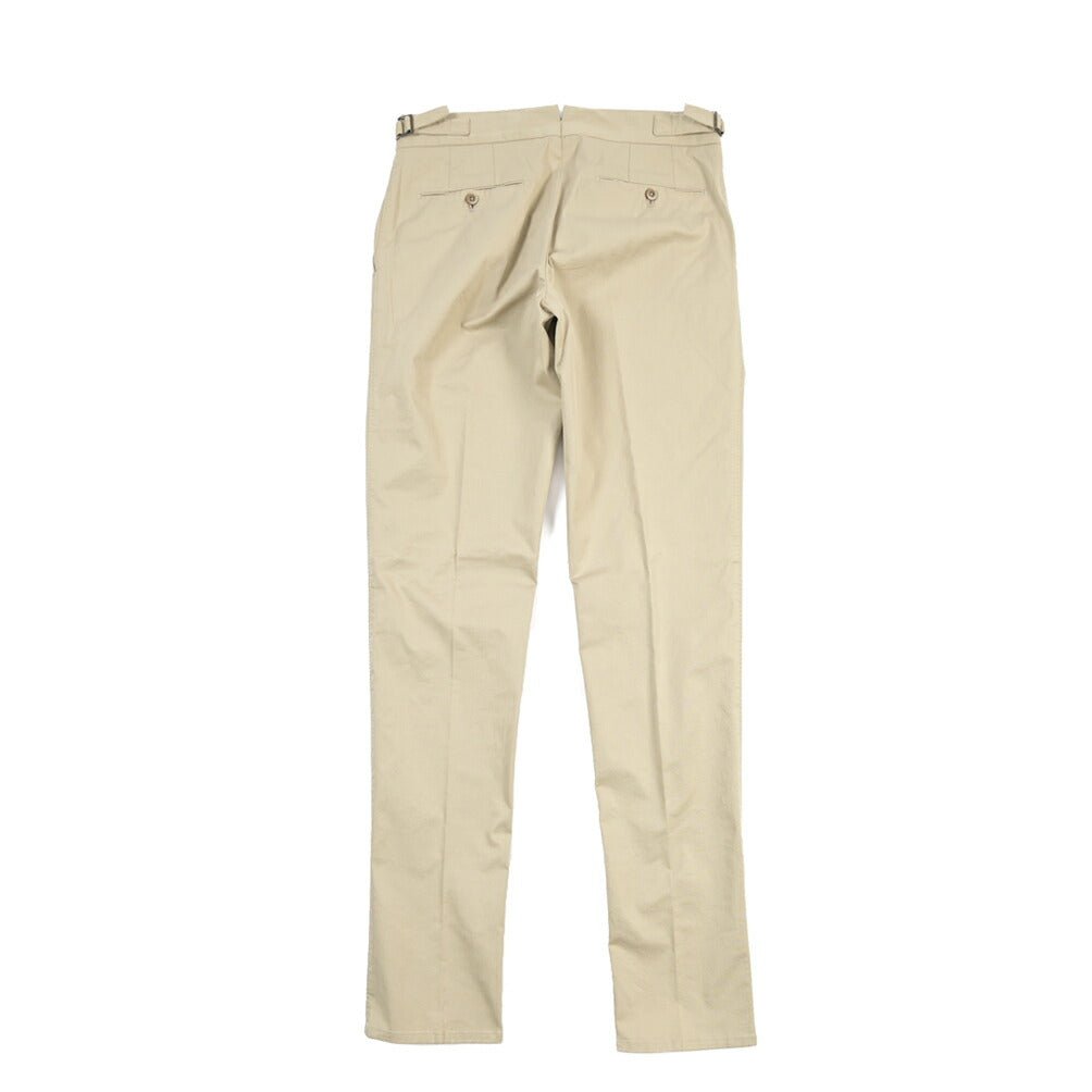 GTA “MAX II” ストレッチコットン ツータックベルトレススラックス / SLIM FIT ベージュ 46 | GUARDAROBA MILANO OFFICIAL STORE