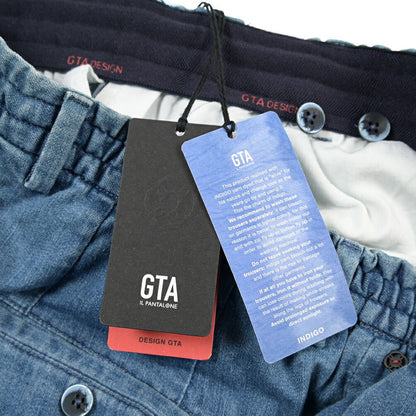 GTA “NEW PAUL” ストレッチコットン ワンタックイージーパンツ / デニスラ ブルー 48 | GUARDAROBA MILANO OFFICIAL STORE
