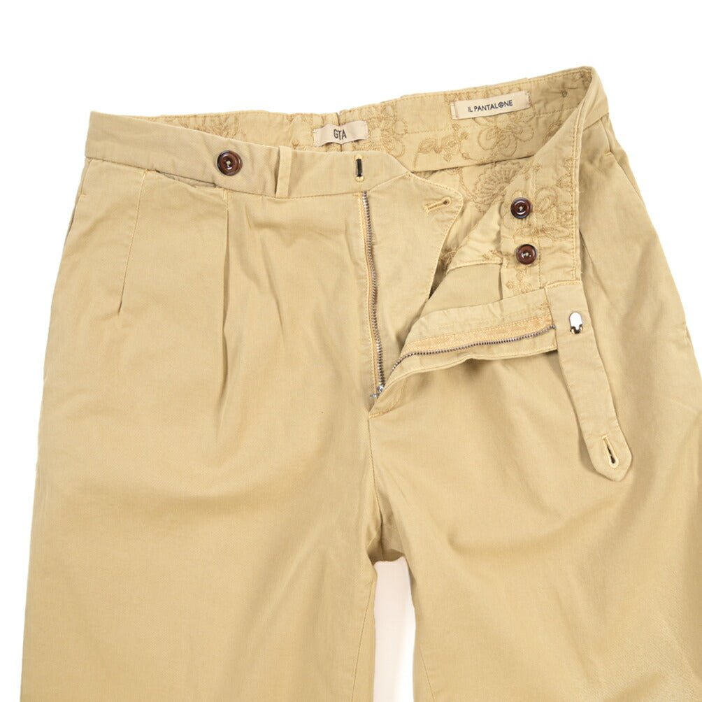 GTA “SERGIO” ストレッチコットン ドローコード付きイージーパンツ / COMFORT FIT ベージュ 44 | GUARDAROBA MILANO OFFICIAL STORE