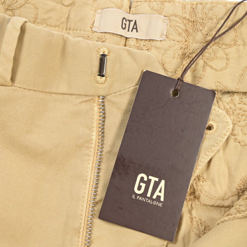 GTA “SERGIO” ストレッチコットン ワンタックチノパンツ / COMFORT FIT ベージュ 48 | GUARDAROBA MILANO OFFICIAL STORE