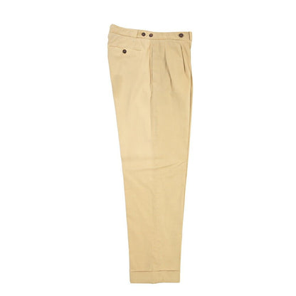 GTA “SERGIO” ストレッチコットン ワンタックチノパンツ / COMFORT FIT ベージュ 48 | GUARDAROBA MILANO OFFICIAL STORE