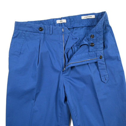 GTA “SERGIO” ストレッチコットン ワンタックチノパンツ / COMFORT FIT ブルー 48 | GUARDAROBA MILANO OFFICIAL STORE