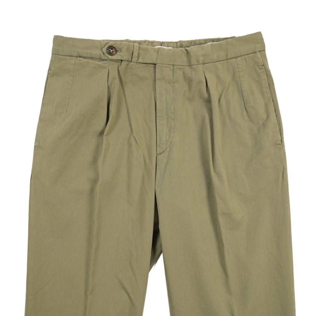 GTA “SERGIO” ストレッチコットン ワンタックチノパンツ / COMFORT FIT カーキグリーン 44 | GUARDAROBA MILANO OFFICIAL STORE