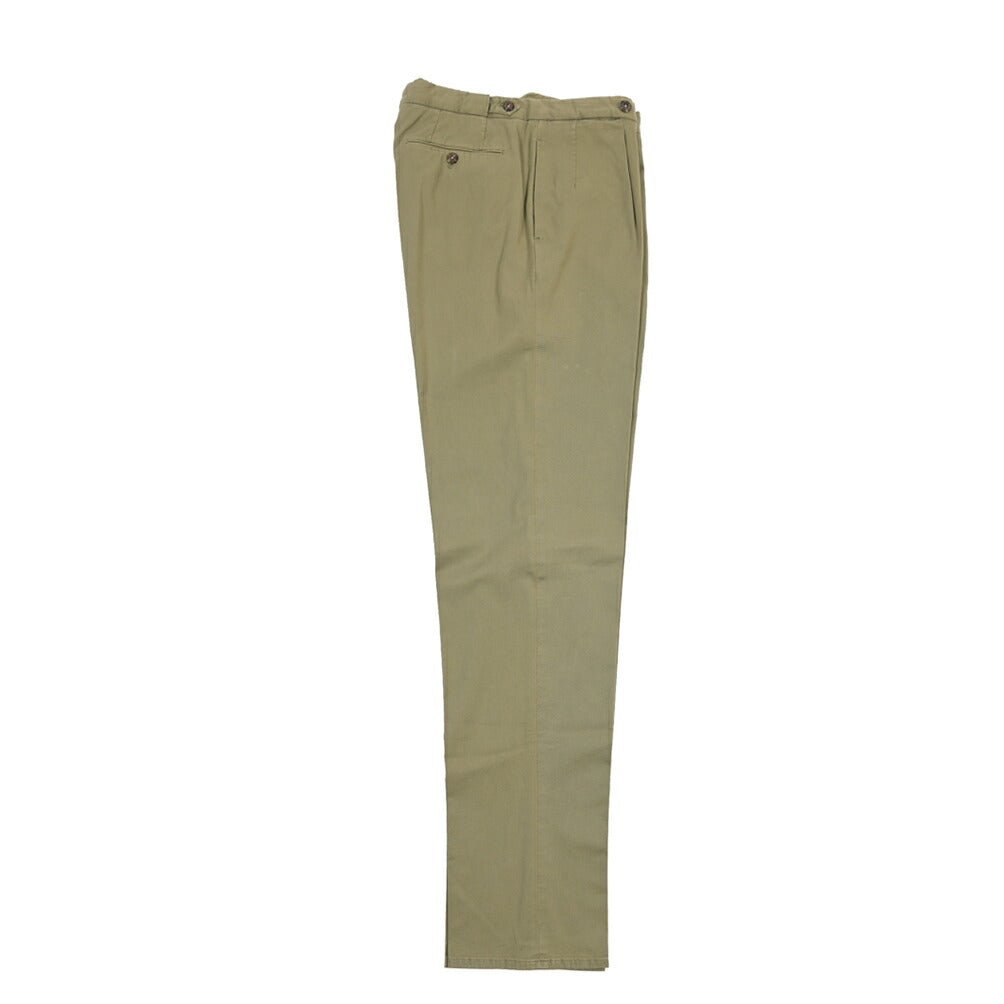 GTA “SERGIO” ストレッチコットン ワンタックチノパンツ / COMFORT FIT カーキグリーン 44 | GUARDAROBA MILANO OFFICIAL STORE