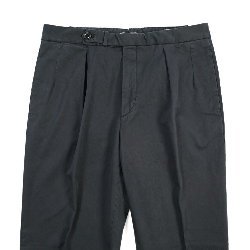 GTA “SERGIO” ストレッチコットン ワンタックイージーパンツ / COMFORT FIT ネイビー 46 | GUARDAROBA MILANO OFFICIAL STORE