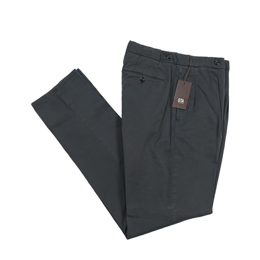 GTA “SERGIO” ストレッチコットン ワンタックイージーパンツ / COMFORT FIT ネイビー 46 | GUARDAROBA MILANO OFFICIAL STORE