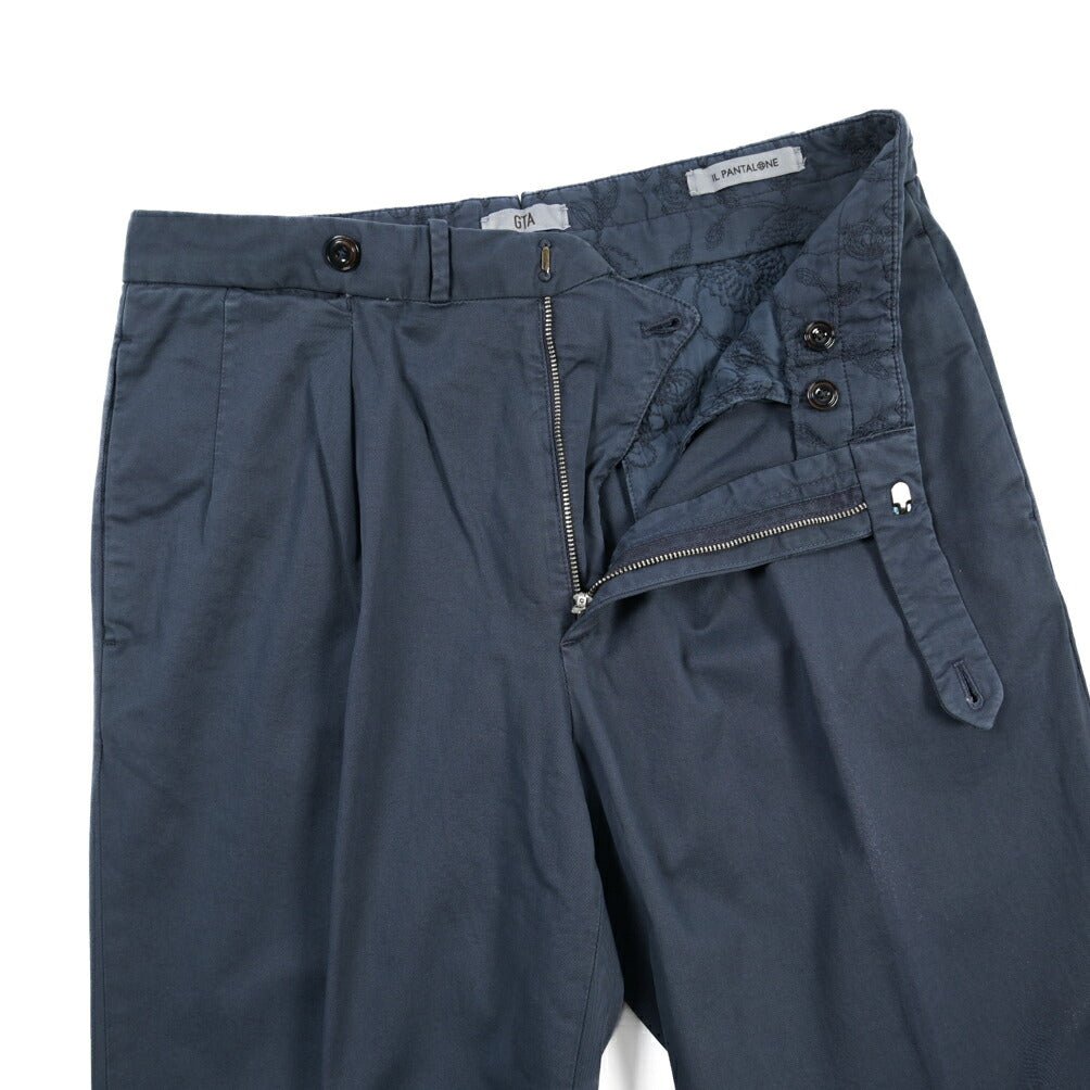 GTA “SERGIO” ストレッチコットン ワンタックチノパンツ / COMFORT FIT ネイビー 44 | GUARDAROBA MILANO OFFICIAL STORE