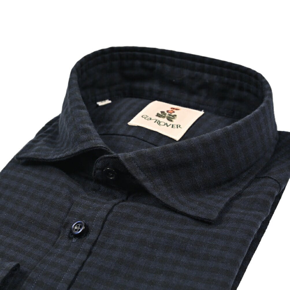 ORIAN ホリゾンタルカラー 黒シャツ size42-16H イタリア製 SALE｜ORIAN オリアン / ストレッチコットン ホリゾンタルカラーシャツ