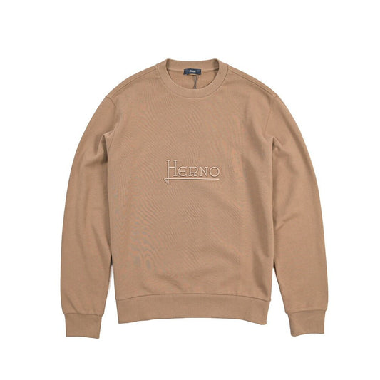 HERNO コットン100% ロゴ刺繍クルーネックスウェットシャツ ブラウン 50 | GUARDAROBA MILANO OFFICIAL STORE