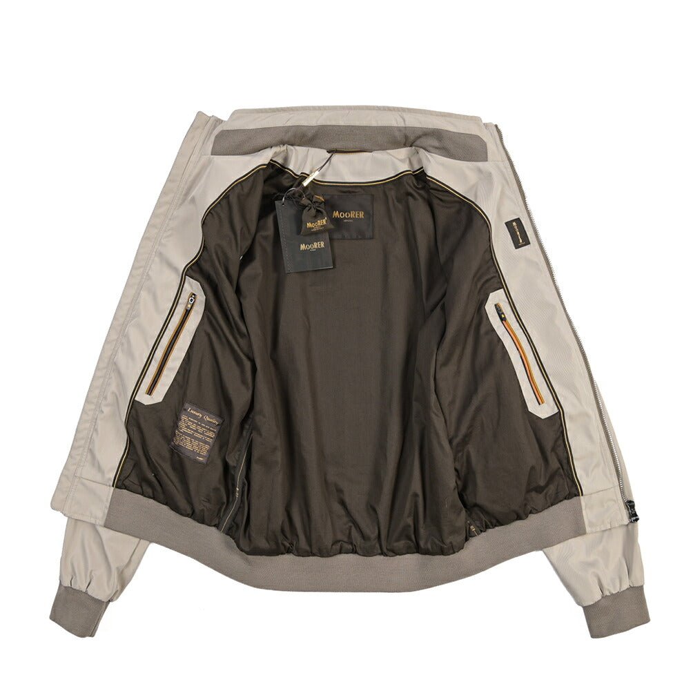 MOORER “AIDEN-WCO” ポリエステル100% 軽撥水スタンドカラーボンバージャケット ベージュ(STONE) 48 | GUARDAROBA MILANO OFFICIAL STORE