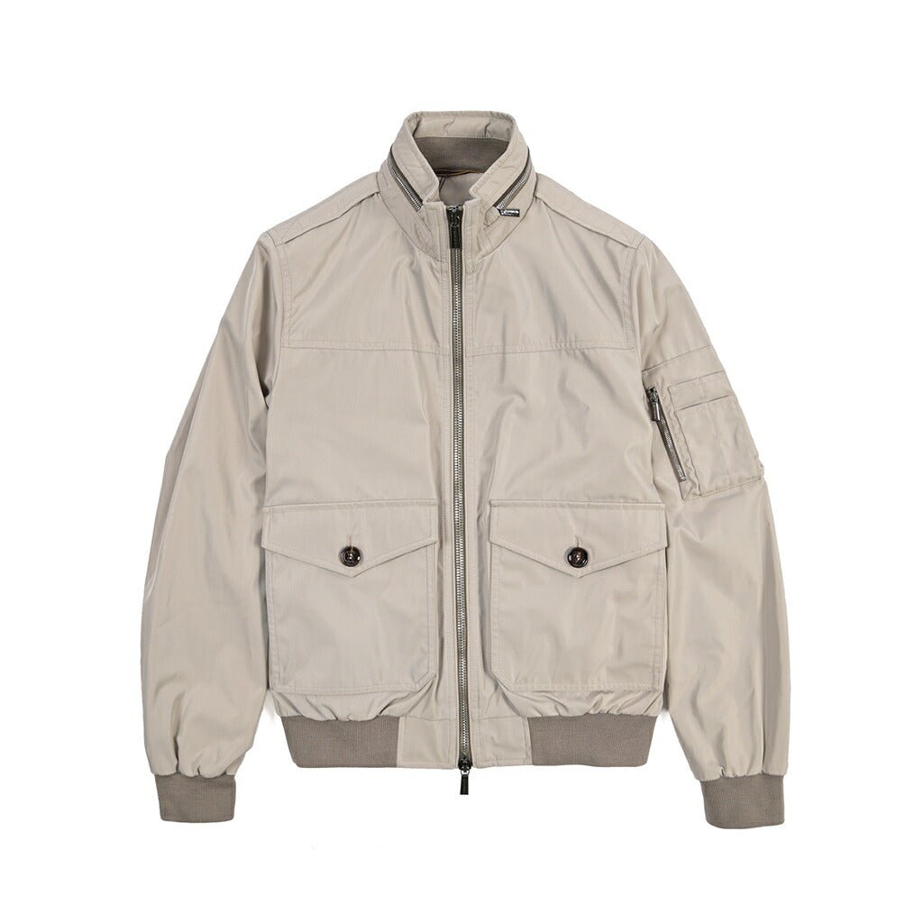 MOORER “AIDEN-WCO” ポリエステル100% 軽撥水スタンドカラーボンバージャケット ベージュ(STONE) 48 | GUARDAROBA MILANO OFFICIAL STORE