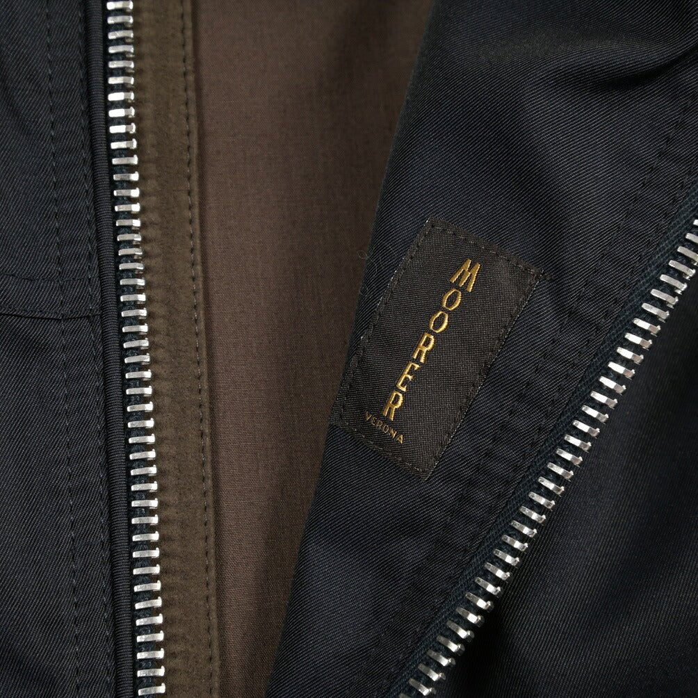 MOORER “AIDEN-WCO” コットン混ポリエステル スタンドカラーブルゾン ネイビー(BLU) 48 | GUARDAROBA MILANO OFFICIAL STORE