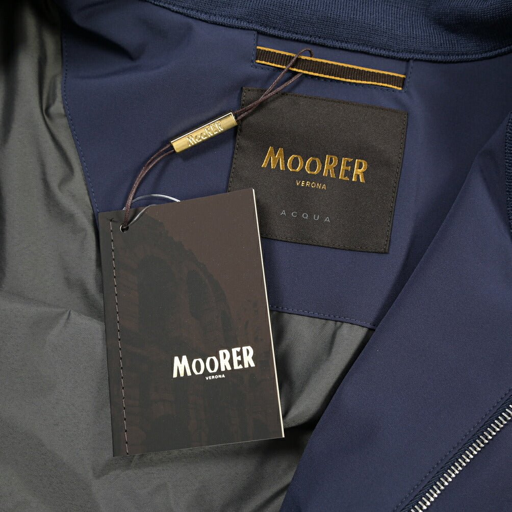 MOORER “ALBERTI-KN” 2軸方向ストレッチナイロン スタンドカラーボンバージャケット / ACQUA RESISTANT (撥水) ネイビー(INDACO) 48 | GUARDAROBA MILANO OFFICIAL STORE