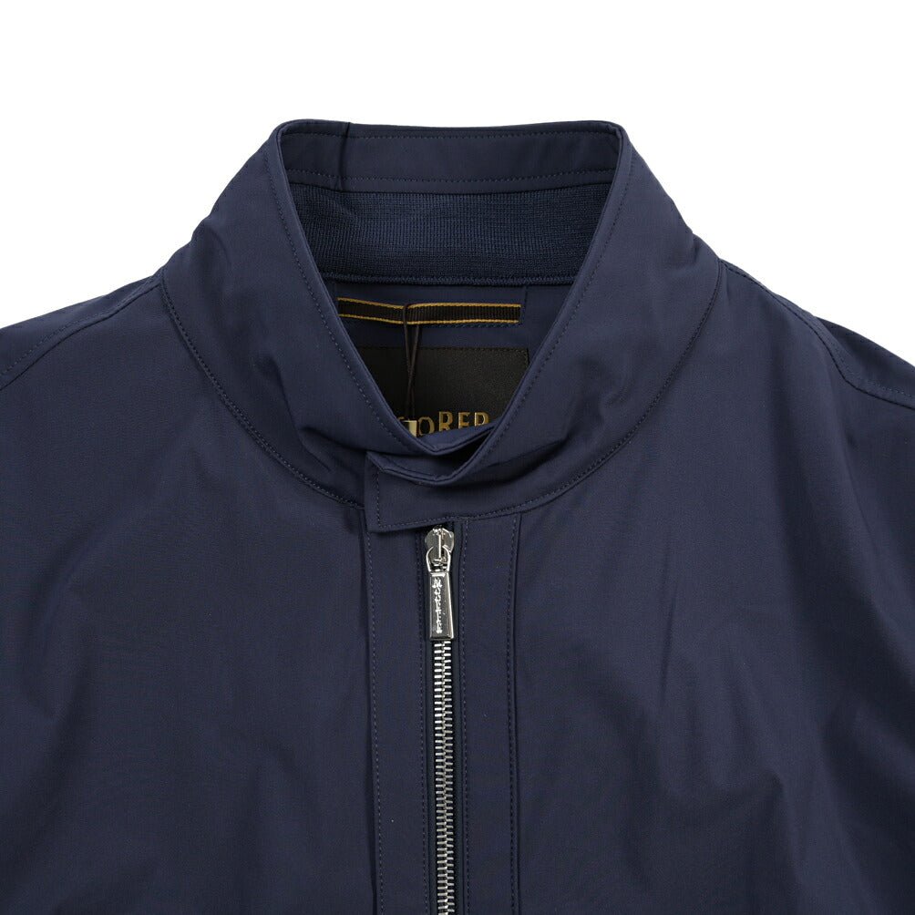 MOORER “ALBERTI-KN” 2軸方向ストレッチナイロン スタンドカラーボンバージャケット / ACQUA RESISTANT (撥水) ネイビー(INDACO) 48 | GUARDAROBA MILANO OFFICIAL STORE