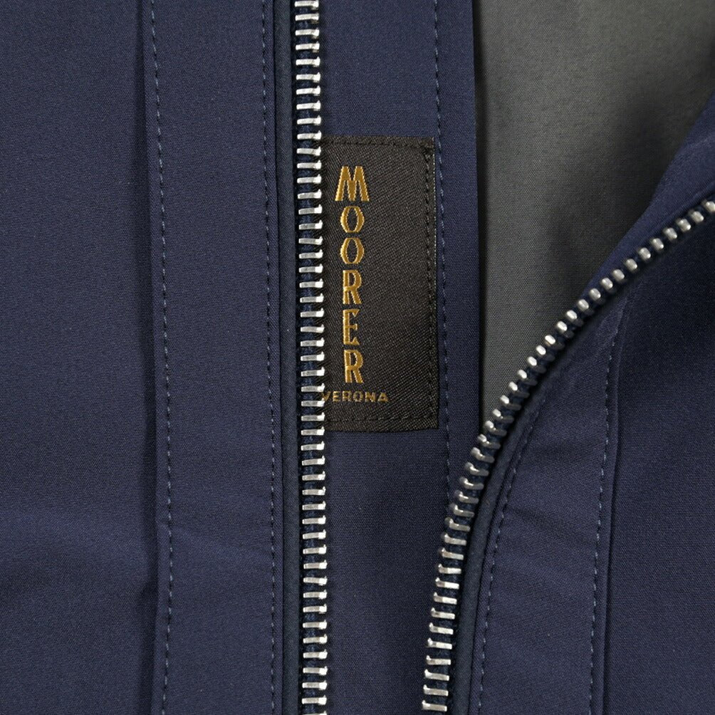 MOORER “ALBERTI-KN” 2軸方向ストレッチナイロン スタンドカラーボンバージャケット / ACQUA RESISTANT (撥水) ネイビー(INDACO) 48 | GUARDAROBA MILANO OFFICIAL STORE