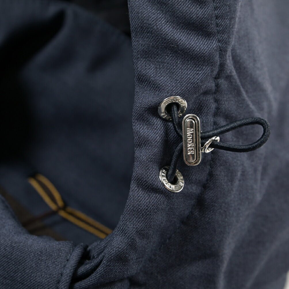 MOORER “ALBINI-PUM” ポリエステル混 フード付きダウンブルゾン / ACQUA PROOF (防水) ネイビー(JEANS) 46 | GUARDAROBA MILANO OFFICIAL STORE