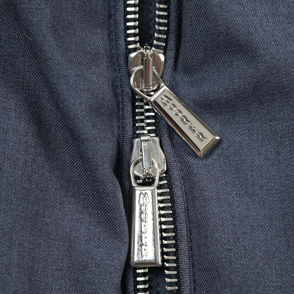 MOORER “ALBINI-PUM” ポリエステル混 フード付きダウンブルゾン / ACQUA PROOF (防水) ネイビー(JEANS) 46 | GUARDAROBA MILANO OFFICIAL STORE