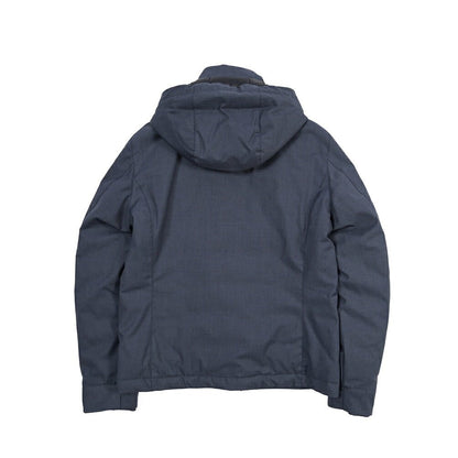 MOORER “ALBINI-PUM” ポリエステル混 フード付きダウンブルゾン / ACQUA PROOF (防水) ネイビー(JEANS) 46 | GUARDAROBA MILANO OFFICIAL STORE