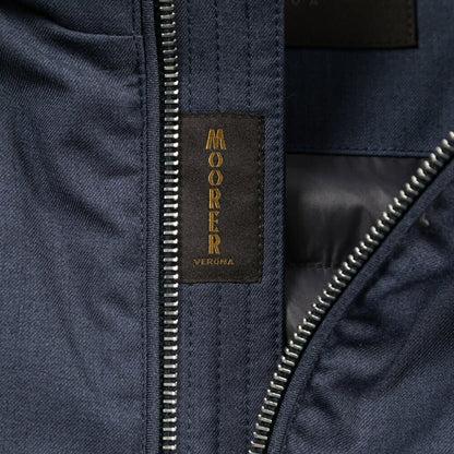 MOORER “ALBINI-PUM” ポリエステル混 フード付きダウンブルゾン / ACQUA PROOF (防水) ネイビー(JEANS) 46 | GUARDAROBA MILANO OFFICIAL STORE