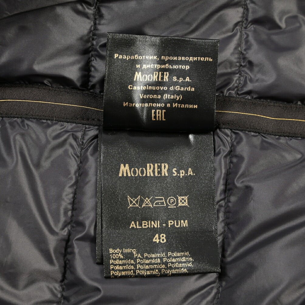 MOORER “ALBINI-PUM” ポリエステル混 フード付きダウンブルゾン / ACQUA PROOF (防水) ネイビー(JEANS) 46 | GUARDAROBA MILANO OFFICIAL STORE