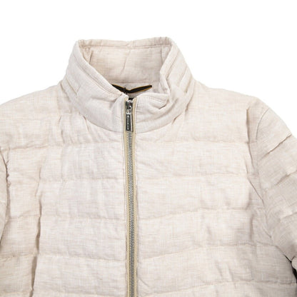 MOORER “ALEC-LSN” リネン100% スタンドカラーダウンブルゾン オフホワイト(ALMONDO) 48 | GUARDAROBA MILANO OFFICIAL STORE