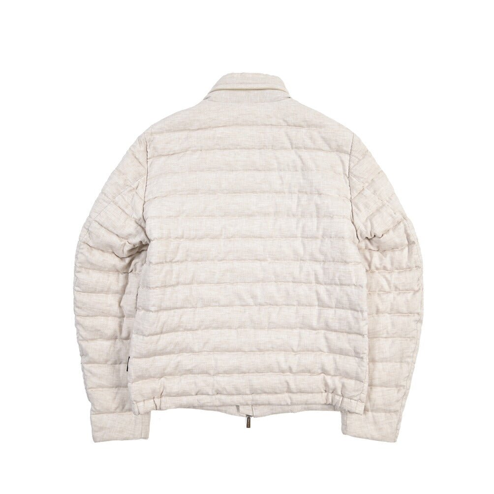 MOORER “ALEC-LSN” リネン100% スタンドカラーダウンブルゾン オフホワイト(ALMONDO) 48 | GUARDAROBA MILANO OFFICIAL STORE