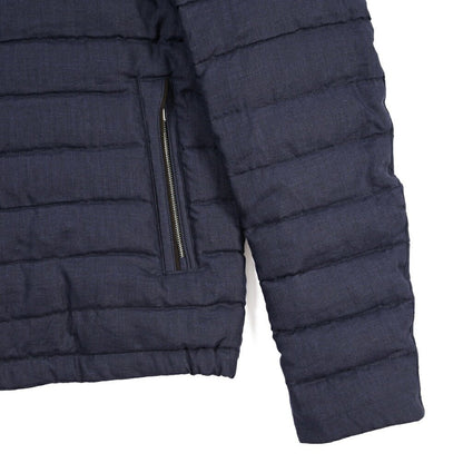 MOORER “ALEC-LSN” リネン100% スタンドカラーダウンブルゾン ネイビー(NAVY) 50 | GUARDAROBA MILANO OFFICIAL STORE