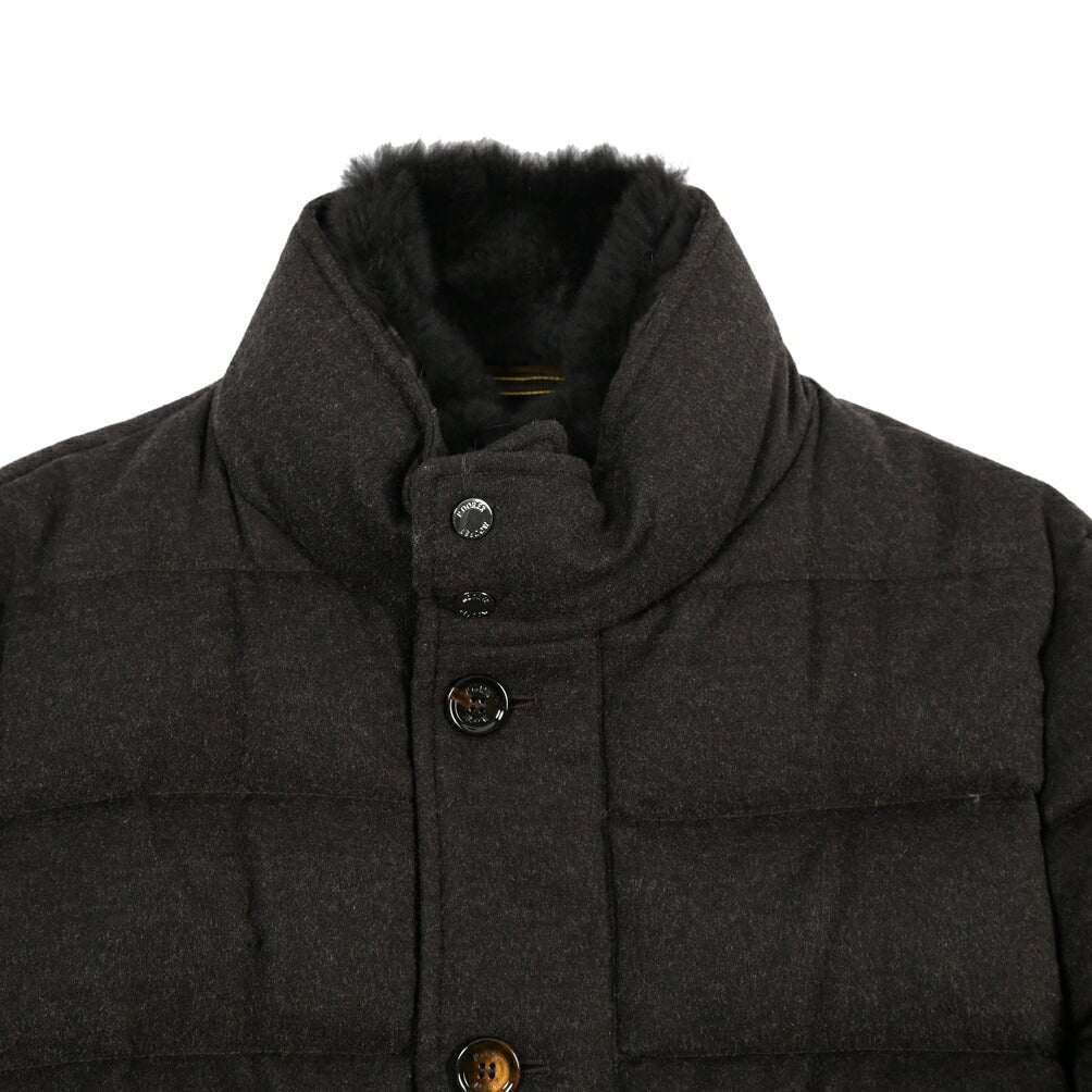 MOORER “ALFIERI-FUR-IL” カシミヤ100% ファー付きスタンドカラーダウンコート ダークブラウン(MORO) 48 | GUARDAROBA MILANO OFFICIAL STORE