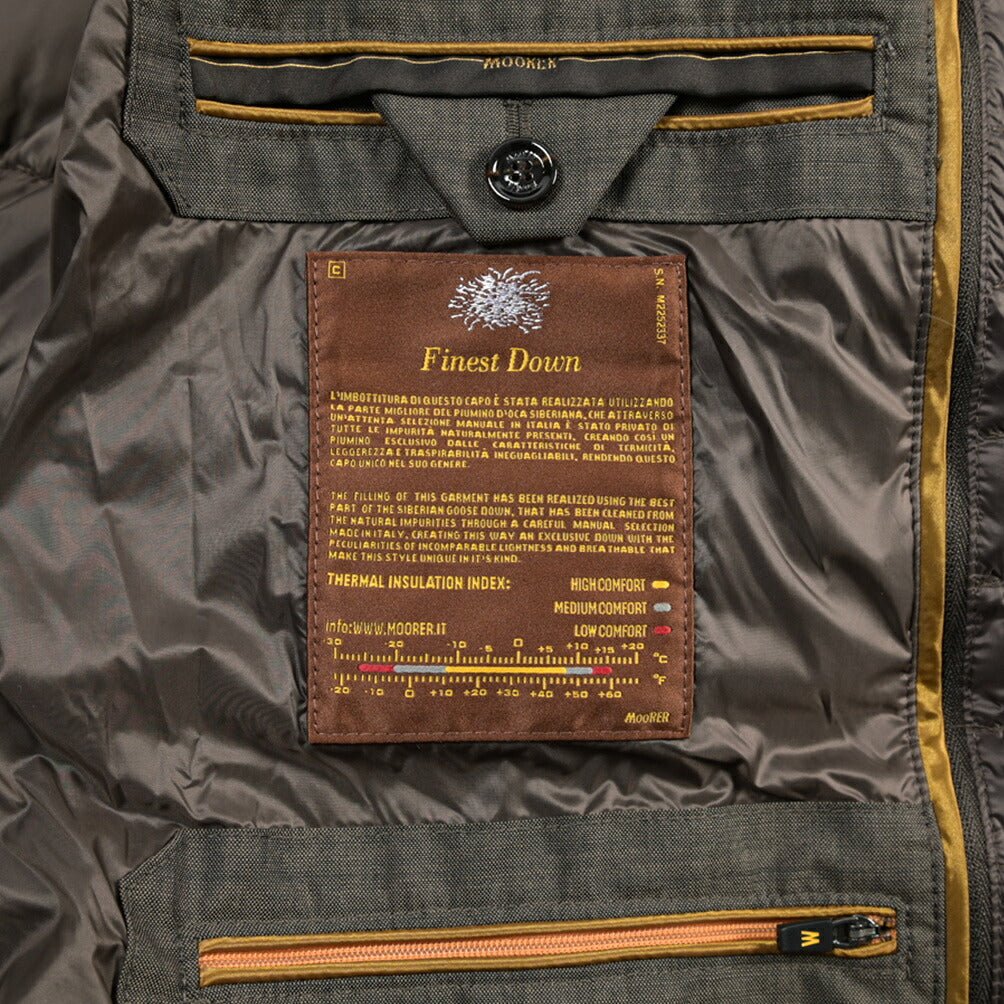 MOORER “ALFIERI-FUR-IL” カシミヤ100% ファー付きスタンドカラーダウンコート ダークブラウン(MORO) 48 | GUARDAROBA MILANO OFFICIAL STORE