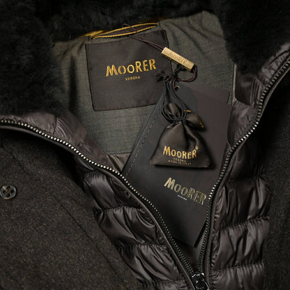MOORER “ALFIERI-FUR-IL” カシミヤ100% ファー付きスタンドカラーダウンコート ダークブラウン(MORO) 48 | GUARDAROBA MILANO OFFICIAL STORE