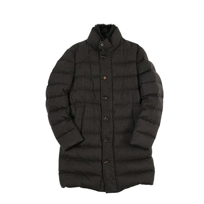 MOORER “ALFIERI-FUR-IL” カシミヤ100% ファー付きスタンドカラーダウンコート ダークブラウン(MORO) 48 | GUARDAROBA MILANO OFFICIAL STORE