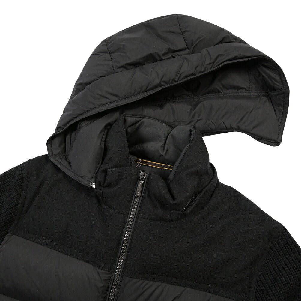 MOORER “ALLORI-LSM” カシミヤ混ウール フード付きダウンジャケット ブラック(NERO) 46 | GUARDAROBA MILANO OFFICIAL STORE