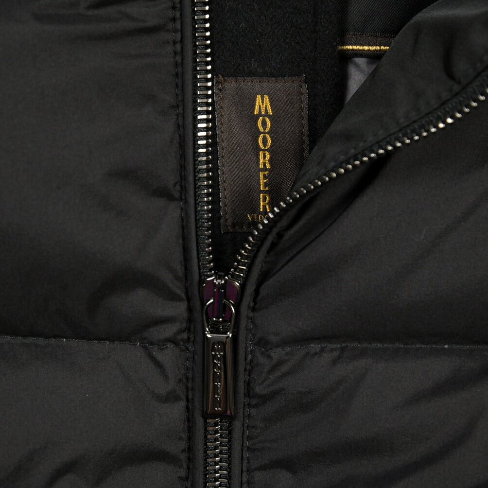 MOORER “ALLORI-LSM” カシミヤ混ウール フード付きダウンジャケット ブラック(NERO) 46 | GUARDAROBA MILANO OFFICIAL STORE