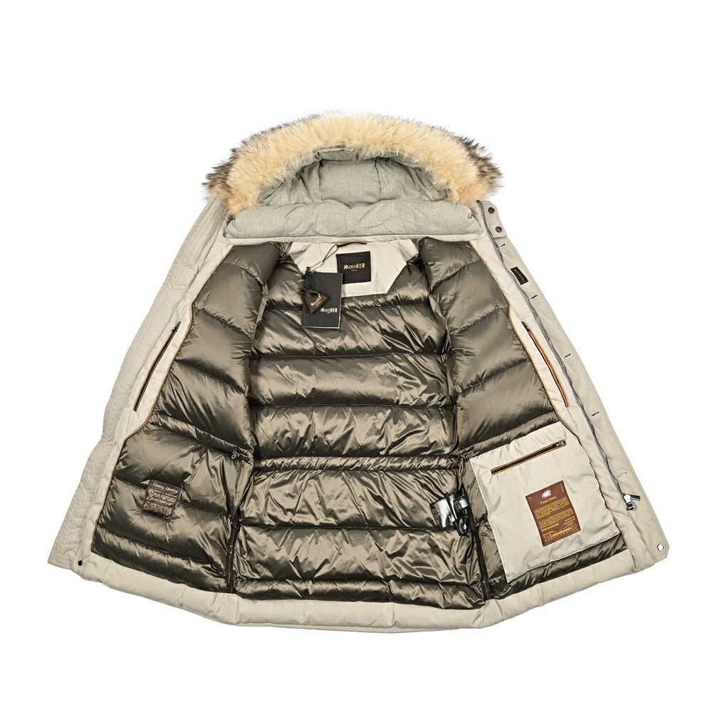 MOORER "ARISTOTELE - WCO" コットン混ポリエステル ファーフード付きダウンコート｜420285 - 44｜GUARDAROBA MILANO OFFICIAL STORE