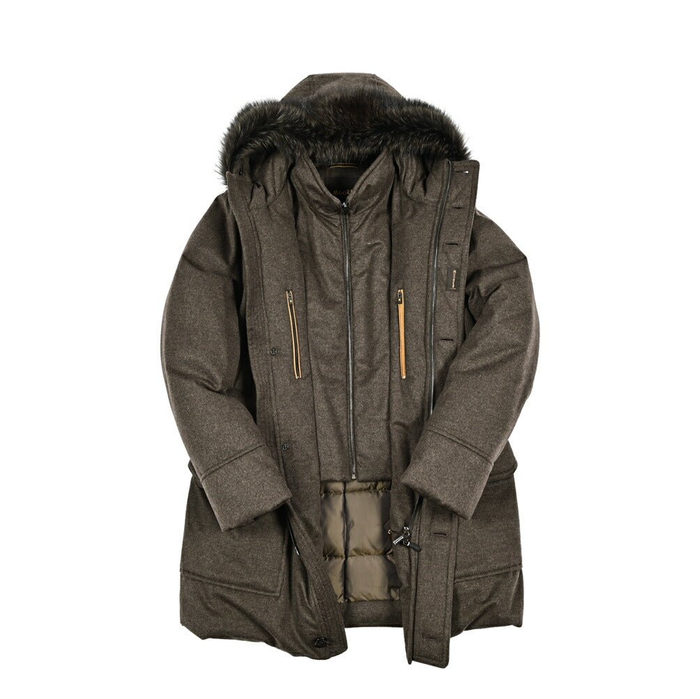 MOORER "BALDO - IL" カシミヤ100% ファーフード付きダウンコート (Loro Piana STORM SYSTEM)｜420417｜GUARDAROBA MILANO OFFICIAL STORE