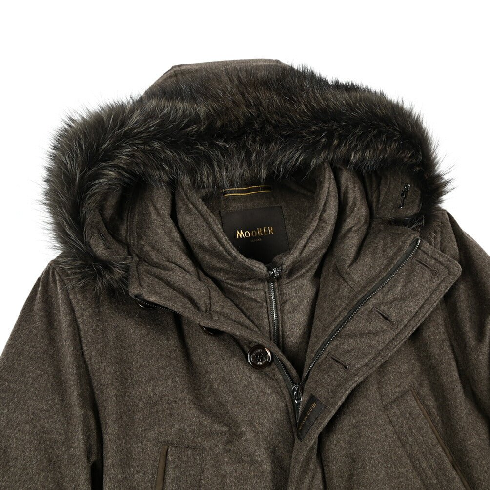 MOORER "BALDO - IL" カシミヤ100% ファーフード付きダウンコート (Loro Piana STORM SYSTEM)｜420417｜GUARDAROBA MILANO OFFICIAL STORE