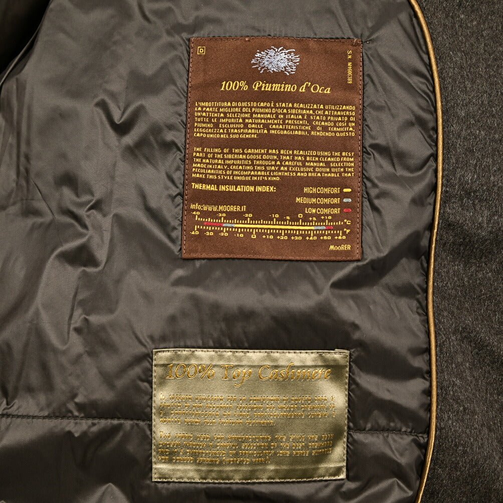 MOORER "BARBIERI - IL" カシミヤ100% ファーフード付きダウンコート (Loro Piana STORM SYSTEM)｜420337 - 56｜GUARDAROBA MILANO OFFICIAL STORE