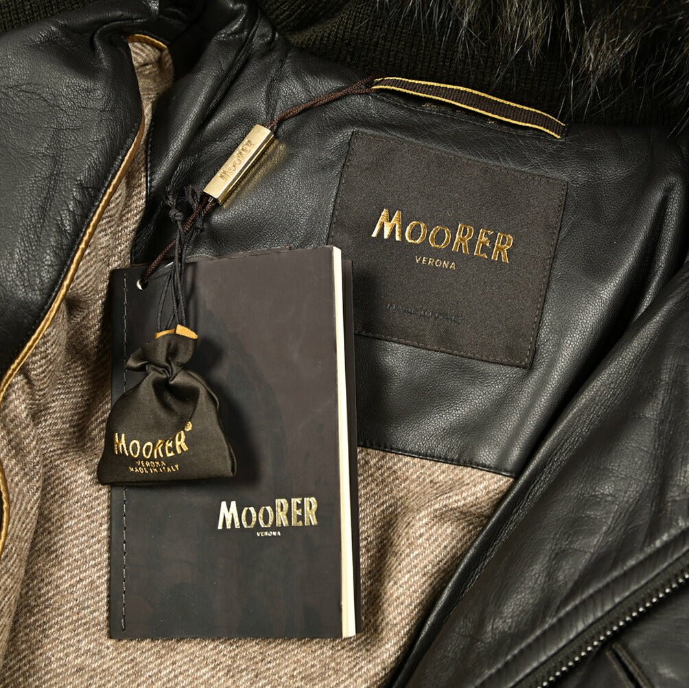 MOORER "BARBIERI - PE" ファーフード付きダウンレザーコート｜420382 - 46｜GUARDAROBA MILANO OFFICIAL STORE